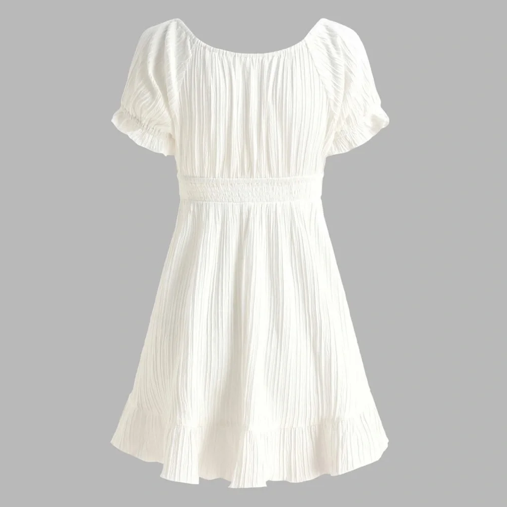 Solid Texture Cut Out Mini Dress, M46 - Picture 4 of 6